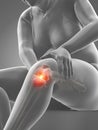 An overweight womans painful knee joint