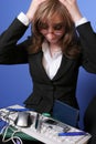 Overwhelmed business woman Royalty Free Stock Photo