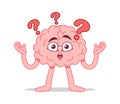 Overwhelmed confused brain character asking Royalty Free Stock Photo