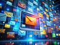 Overwhelmed Email Inbox A Visual Representation of Spam Phishing and Cyber Threats in the Digital Age Stock Photo