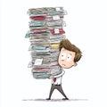 Overwhelmed Intern Faces a Mountain of Work A Hilariously Depictive Image of a Challenging Internship Start Royalty Free Stock Photo