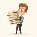 Overwhelmed Intern Faces a Mountain of Work A Hilariously Depictive Image of an Internships Initial Challenges Royalty Free Stock Photo