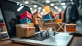 Overwhelmed Online Shopping Cart Efficient Ecommerce Fulfillment and Order Processing in a Modern Workspace