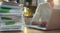 The Overwhelming Stack of Documents.AI generated image Royalty Free Stock Photo