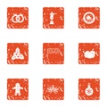 Overwinter icons set, grunge style Royalty Free Stock Photo