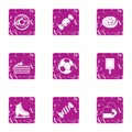 Overwinter party icons set, grunge style Royalty Free Stock Photo