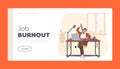 Overwork Tired Worker Character Job Burnout Landing Page Template. Fatigue and Depression. Overload Businessman Choke Royalty Free Stock Photo