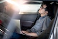 Asian businessman feeling stressed in the car Royalty Free Stock Photo