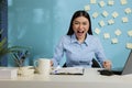 Overworked female employee shouting loudly Royalty Free Stock Photo