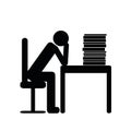 Overworked man in the office pictogram