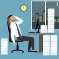 Overworked and tired businessman or office worker sitting at his Royalty Free Stock Photo