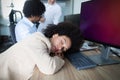 Overworked and tired businesswoman sleeping at work Royalty Free Stock Photo