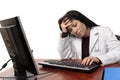 Overworked tired doctor at computer