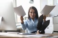 Overworked woman at workplace