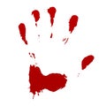 Overwritten bloody handprint icon. Terrible red wiped traces of murder and brutal crime Royalty Free Stock Photo