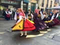 Oviedo Spain. Dancers in traditional Asturian costume