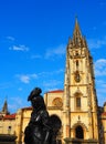 Cathedral and La Regenta sculpture in Oviedo, Spain