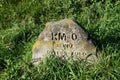 Oviedo, Spain; 12282021: Milestone 0, starting point in Oviedo of the walking path from Oviedo to Fuso, following the ancient rail