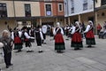 Oviedo, 18th april: Folk Traditional Dancing Festival in Plaza del Fontan Square from Oviedo City in Spain