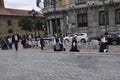 Oviedo, 18th april: Folk Traditional Dancing Festival in Plaza del Fontan Square from Oviedo City in Spain