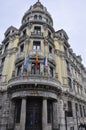 Oviedo, 18th april: Historic Building in Plaza Porlier Square from Oviedo City of Asturias region in Spain Royalty Free Stock Photo