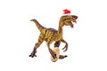 Oviraptor Dinosaur with Christmas hat on white background