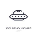 ovni military transport outline icon. isolated line vector illustration from army collection. editable thin stroke ovni military Royalty Free Stock Photo