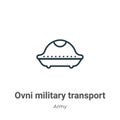 Ovni military transport outline vector icon. Thin line black ovni military transport icon, flat vector simple element illustration Royalty Free Stock Photo