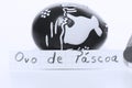 Ovo de Pascoa, Portuguese word on a white note for English Easter Egg