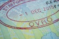 OVRO stamp in passport made by Overseas Visitors Records Office at Police headquater as a requrement for UK Tier 2 skilled worker Royalty Free Stock Photo