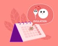 Ovulation concept. hand mark ovulation date on calendar