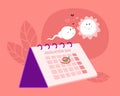 ovulation concept. hand mark ovulation date on calendar