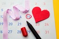 Ovulation date marked on calendar, trying to conceive. Planning of pregnancy concept