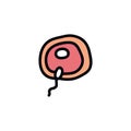 Ovum fertilization doodle icon, vector illustration