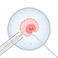 Ovum and sperm on a needle under a microscope. Artificial insemination, illustration Royalty Free Stock Photo
