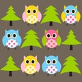 Ow and Treel Pattern Background Vector