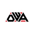 OWA triangle letter logo design with triangle shape. OWA triangle logo design monogram. OWA triangle vector logo template with red Royalty Free Stock Photo