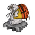 vector illustration of a cute elephant wearing a backpack
