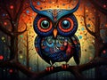 Owl abstract art brut animal character Royalty Free Stock Photo