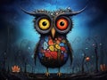 Owl abstract art brut animal character Royalty Free Stock Photo