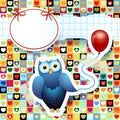 Owl and balloon, custom background