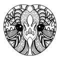 Owl barn head mandala zentangle coloring page illustration Royalty Free Stock Photo