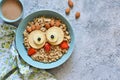 Owl bird - funny porridge for children.