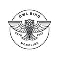 Owl Bird Monoline Logo Vector Graphic Design illustration Vintage Badge Emblem Symbol and Icon