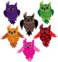 Owl bird set Royalty Free Stock Photo