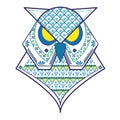 Owl blue and white forest bird animal slavic abstraction vector