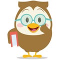 Owl with book character vector Royalty Free Stock Photo