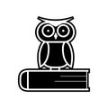 Owl on the book, logo, education emblem icon. Element of Education for mobile concept and web apps icon. Glyph, flat icon for