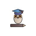 Owl on the book with square academic cap color gradient vector icon Royalty Free Stock Photo