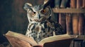 Owl with books. Symbol of wisdom and knowledge Royalty Free Stock Photo